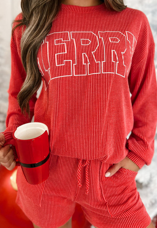 Corded Merry Long Sleeve and Short Set