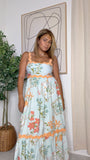 Angela - Floral Pattern Dress (Mint)