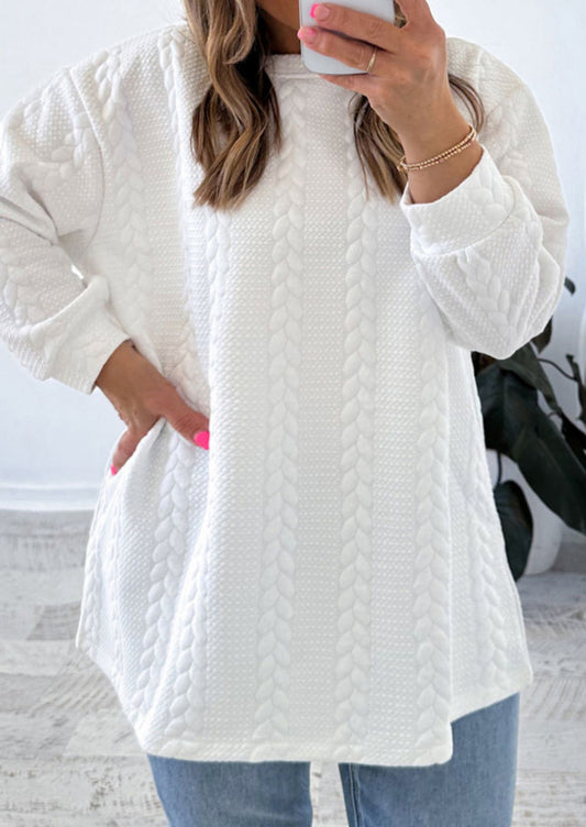 White Cable textured sweatshirt