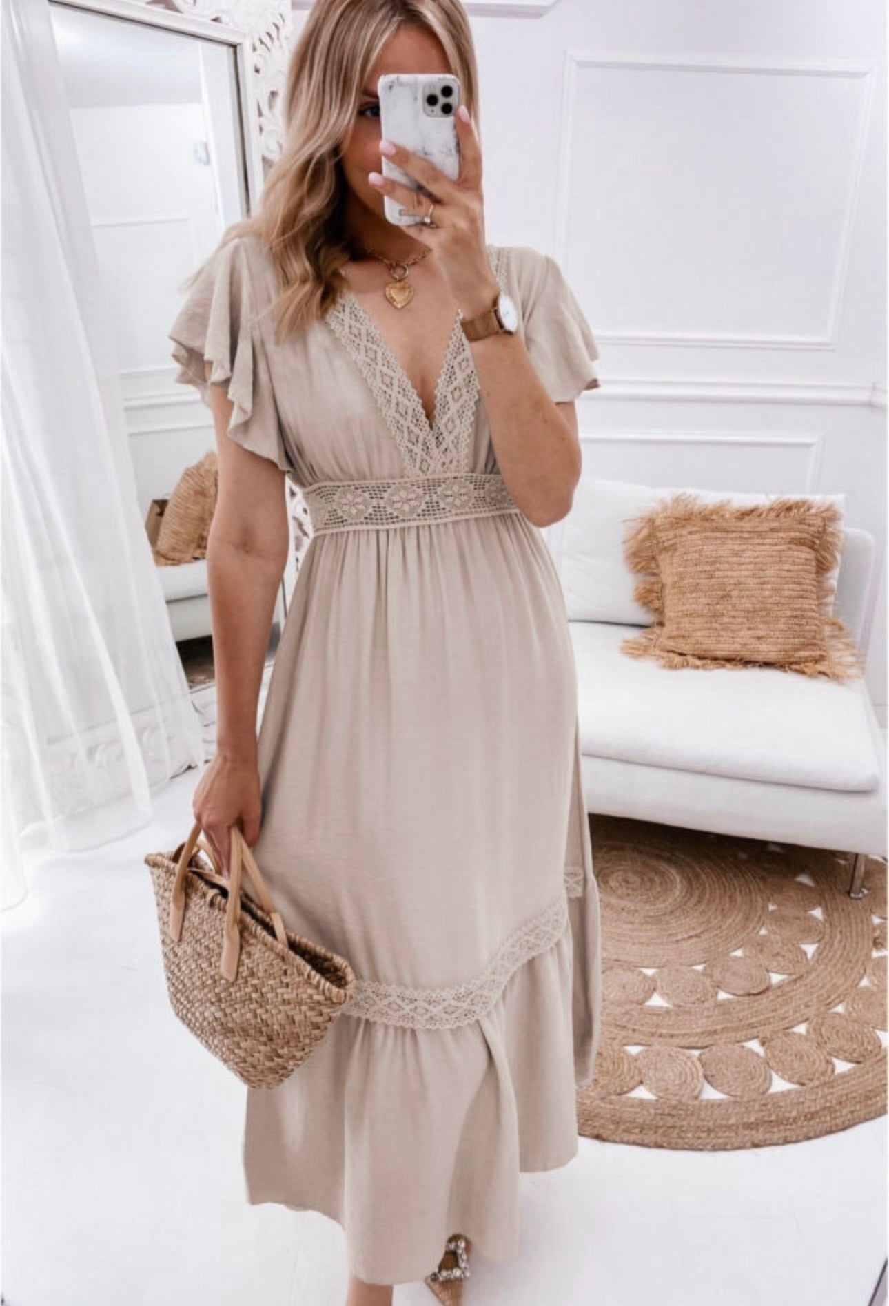 Oatmeal lace dress