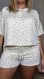 Lyra - Floral Henley Top (Ivory)