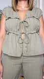 Marcia - Front Tie Top (Olive Green)
