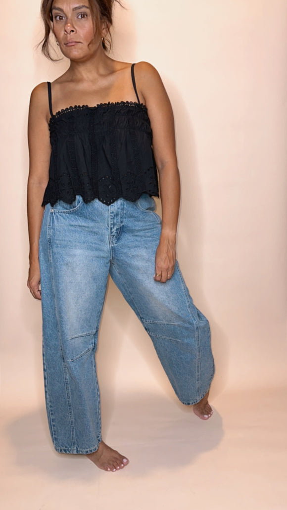 Stella - Eyelet Top (Black)