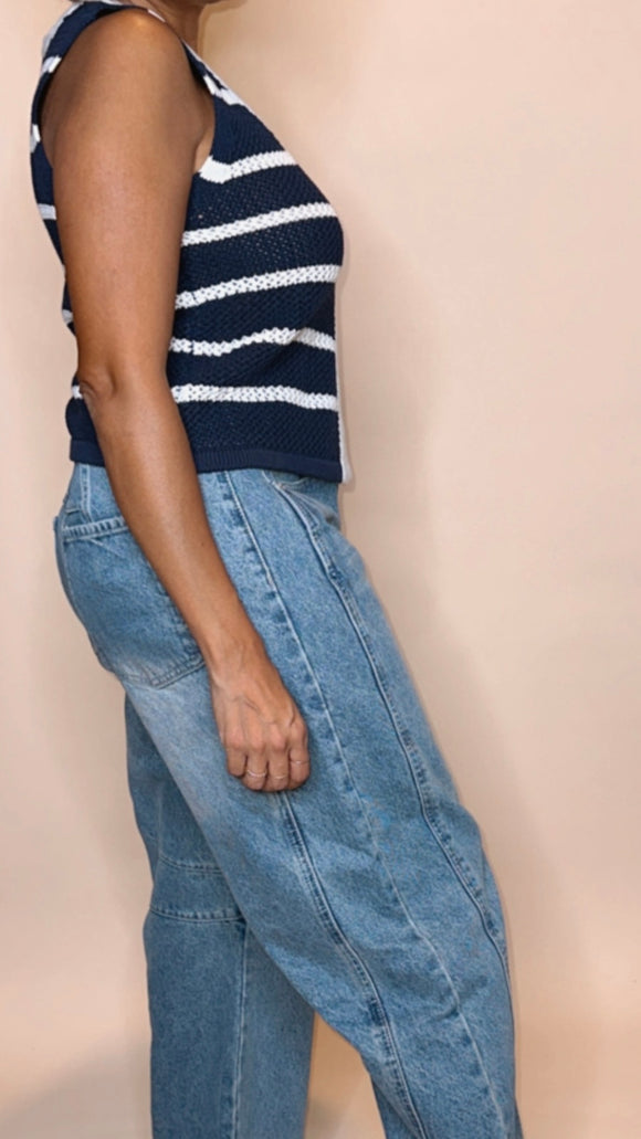 Adriana - Navy Blue Knit Vest