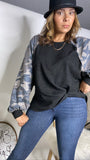 Barbara Camouflage Sleeve Top